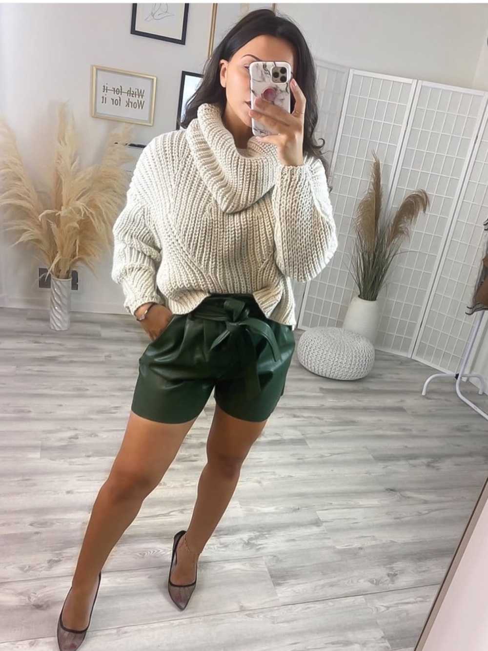 Elegant Beige Knit Turtleneck Sweater